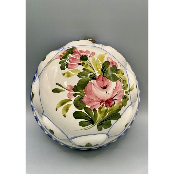 ABC Bassano Ceramic Hand Painted Floral Dessert Mold 1960s Vintage Decor Italy - Picture 3 of 8